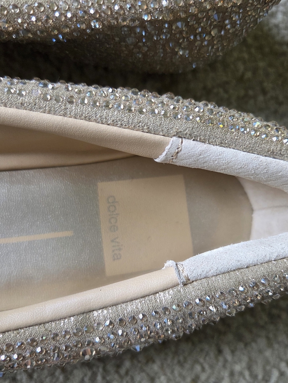 Dolce Vita Reyes Crystal Ballet Mary Jane Flats Light Gold Square Toe Size 7.5 - Picture 6 of 9